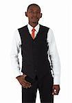 Young black african businessman in a formal suite and on a white background - NOT ISOLATED