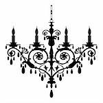 Vector chandelier silhouette, isolated on the white, full scalable vector graphic included Eps v8 and 300 dpi JPG.