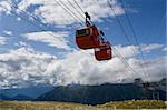 Old style small cable cars in French Alps