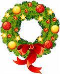 Vector illustration - Beautifully decorated christmas wreath