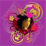 Vector creation with an exotic girl and different elements. Fully editable and scalable.
