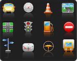 Icon set on a theme Transport and Road_black background icon set