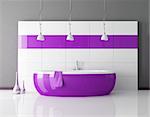 purple bathtub in a minimal contemporary bathroom - rendering