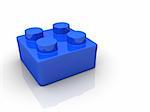 Blue toy block  on white backround - 3d render