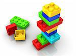 Colorful toy blocks  on white backround - 3d render