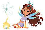 Fairy girl with magic wand. Cartoon and vector character.