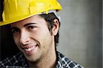 Construction worker looking at camera. Copy space