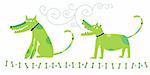 Funny green dogs isolated on white background