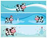 Cute friendly cow banners. with space for your text