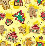 Christmas Seamless Gingerbread Pattern.