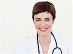 Beautiful Doctor smiling at the camera in a hospital