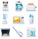 Set of the detailed domestic appliances icons
