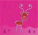 Red-nosed reindeer Rudolph. Vector cartoon illustration.