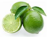 Lime with section on a white background