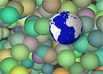 Earth amongst colored spheres