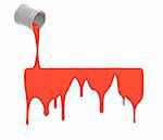 Red paint pour out from bucket