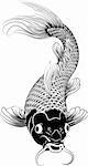 Beautiful black and white vector illustration of a Japanese or Chinese inspired koi carp fish