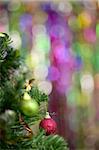 christmas tree with balls on bright colourful background