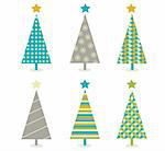 Retro christmas trees in retro design. Vector illustration.