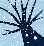 Tree with winter weather atmosphere. Vector Illustration.
