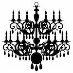 Vector chandelier silhouette isolated on the white background, full scalable vector graphic included Eps v8 and 300 dpi JPG.