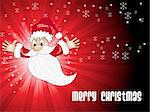 abstract shiny rays background with hanging santa claus