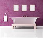 classic purple bathroom with fashion bathtub -rendering