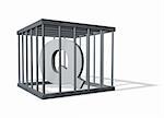 uppercase letter Q in a cage on white background - 3d illustration