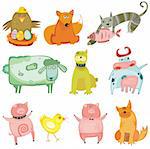 Cute animals- vector set.