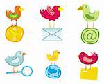 Set of birds icons for website, icons for network, vector illustration.