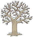 Winter snowy tree - vector illustration.