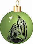 Vector Illustration Nativity Christmas Ornament with baby Jesus, Mary and Joseph.