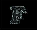 frozen uppercase letter F on black background - 3d illustration