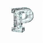 frozen uppercase letter P on white background - 3d illustration