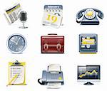 Set of detailed business icons in  blue and yellow colours