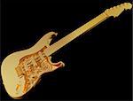 Original customized golden guitar with cogs and gears