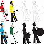 8 different types of drummers vector Illustration.