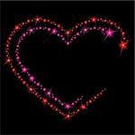 Background with two heart-shaped lines of glittering lights. Graphics are grouped and in several layers for easy editing. The file can be scaled to any size.