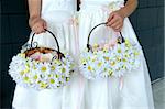 Image of two flower girls holding daisy baskets