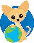 A cute Chihuahua  with his paw on the earth