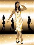 Formal Golden Gown Woman, can be used for Holidays, prom or anything.