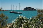 Anchord Yachten in Bay, Komito, Syros, Griechenland