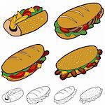 Sandwich set isolated on a white background.