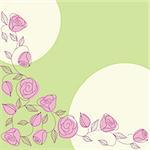 Background with hand drawn roses in a fresh springtime color scheme. Graphics are grouped and in several layers for easy editing. The file can be scaled to any size.