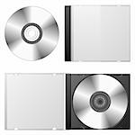?d disk and cd box, isolated on white background.