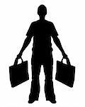 Illustrated Silhouette of a Man Shopping