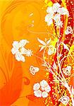 Grunge flower background with wave pattern, element for design, vector illustration