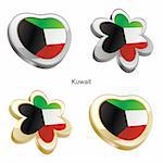 fully editable vector illustration of kuwait flag in heart and flower shape