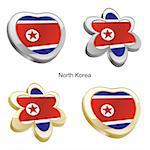 fully editable vector illustration of north korea flag in heart and flower shape