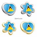 fully editable vector illustration of saint lucia flag in heart and flower shape